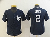 Youth Yankees 2 Derek Jeter Navy Cool Base Jersey,baseball caps,new era cap wholesale,wholesale hats